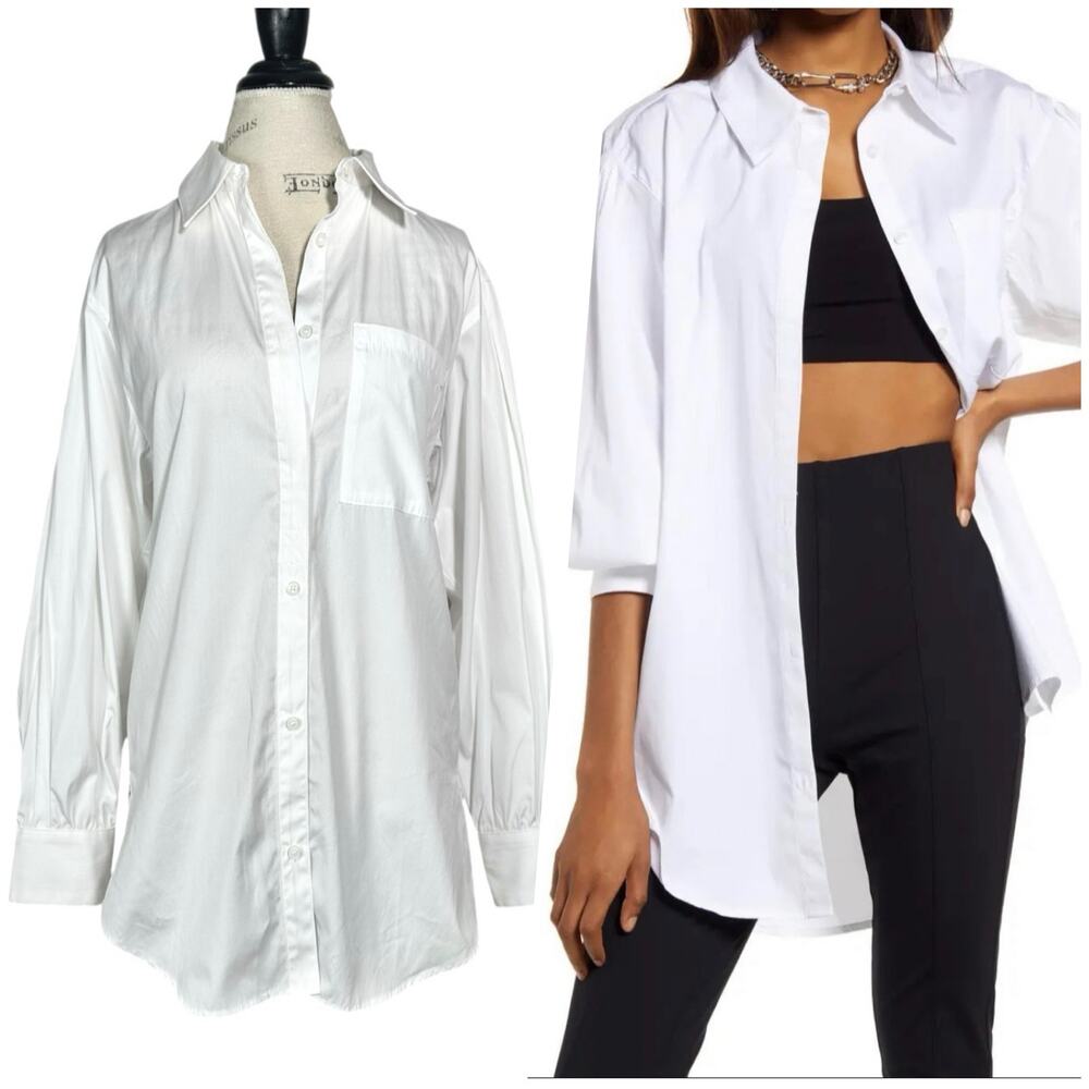 Open Edit | Women | Classic Organic Cotton Poplin Essential Button Up Shirt | XS